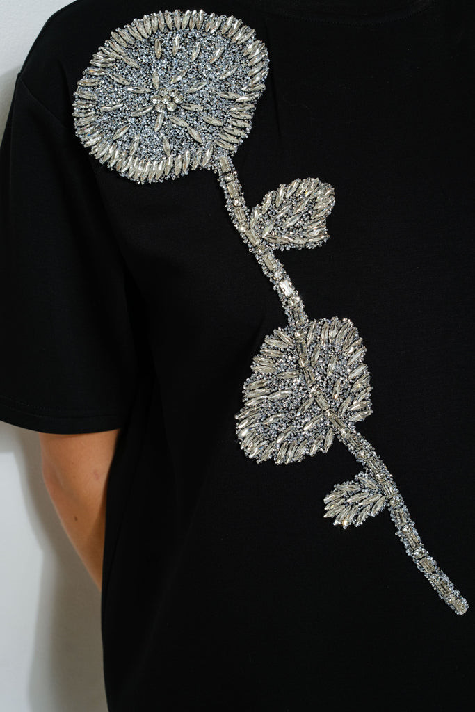 Rhinestone Beaded T-Shirt Dress