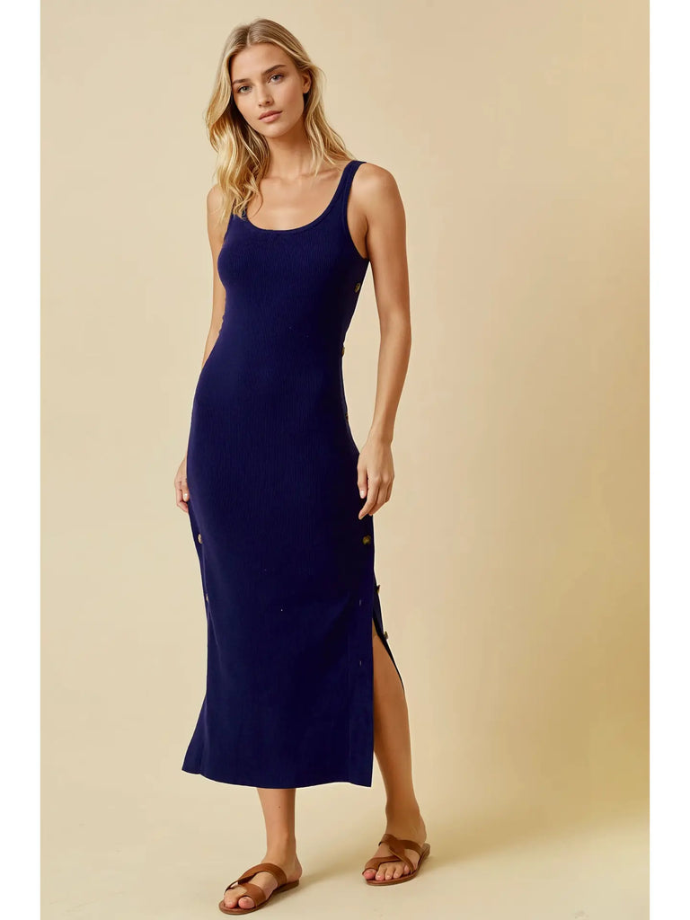Asymmetrical Sweater Ribbed Tank Dress