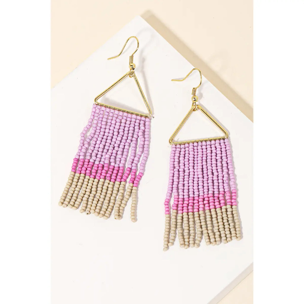 Seed Beaded Fringe Earrings