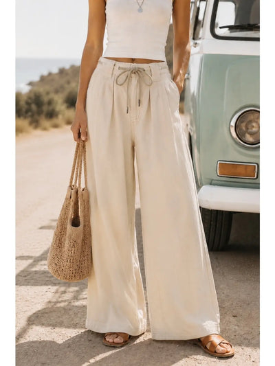 Relaxed Drawstring Wide Leg Pants