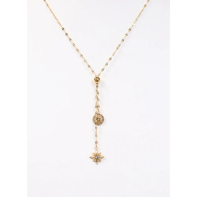 Borden Drop Charm Necklace Gold