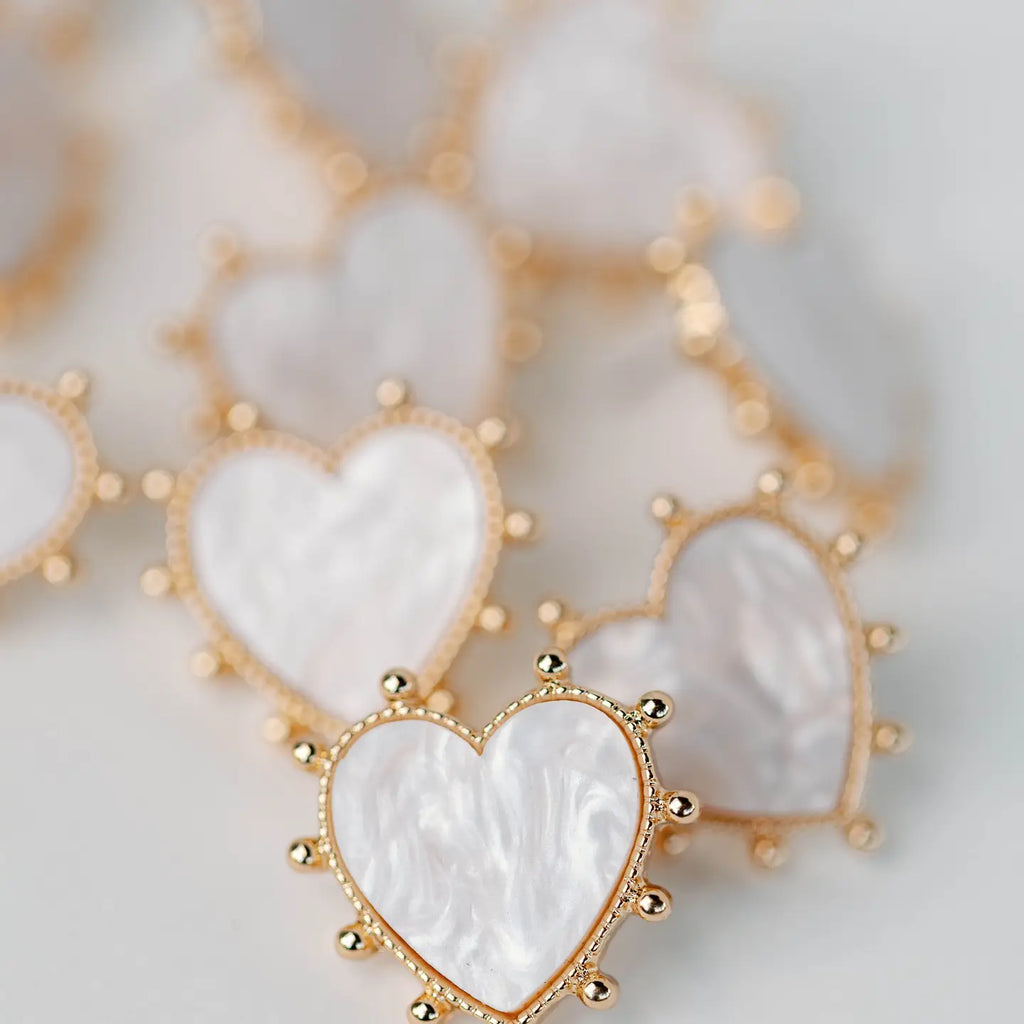 Gold Studded Pink Tortoise Heart Earrings