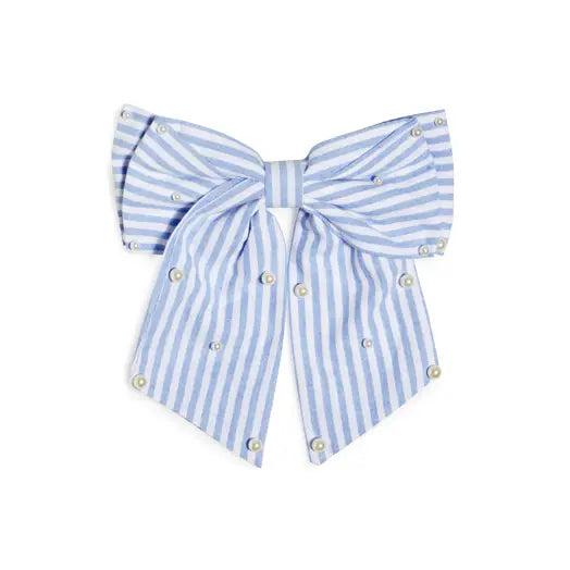 Pearls and Stripes Bow Clip