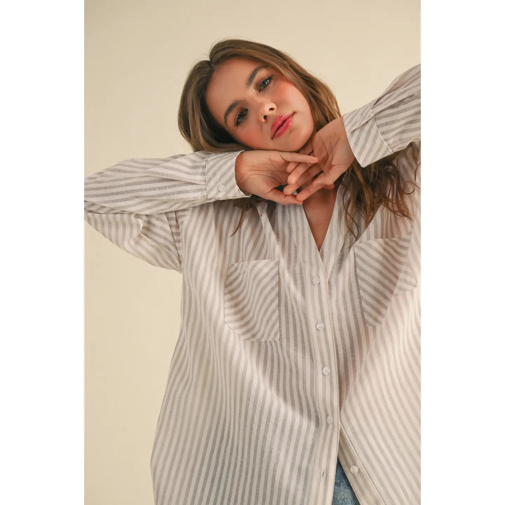 Zara Striped Pattern Button Down Shirts