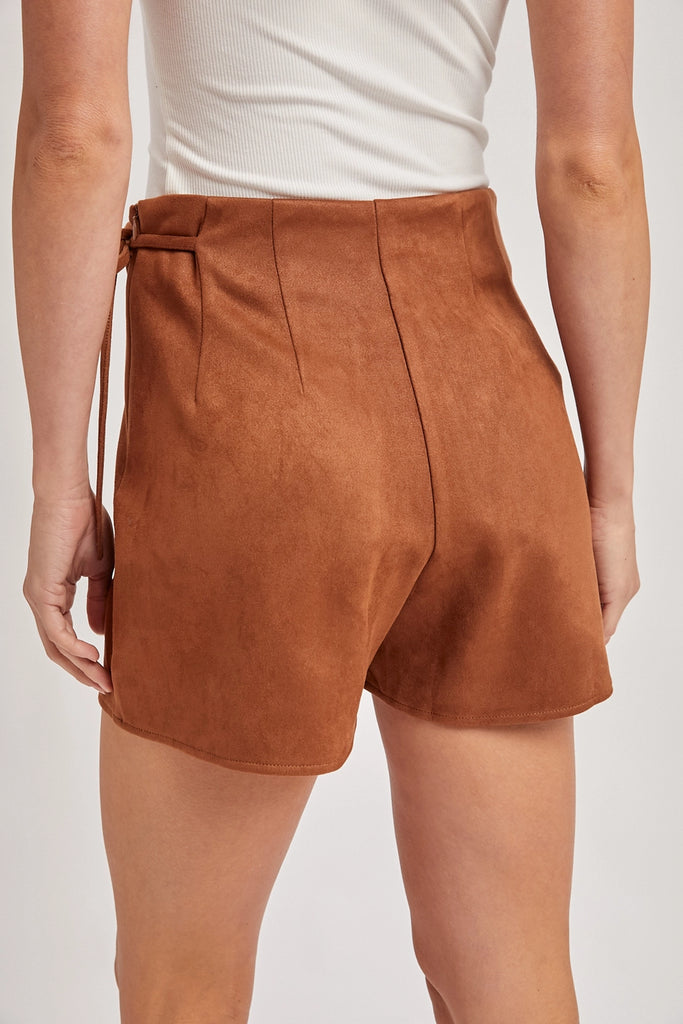 Faux Suede Crossover Skort