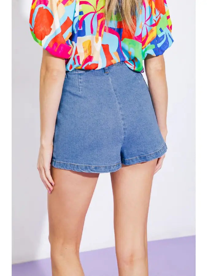 Rhinestone Denim Skort