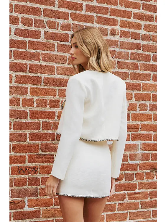 Mixed Fringe Tweed Jacket