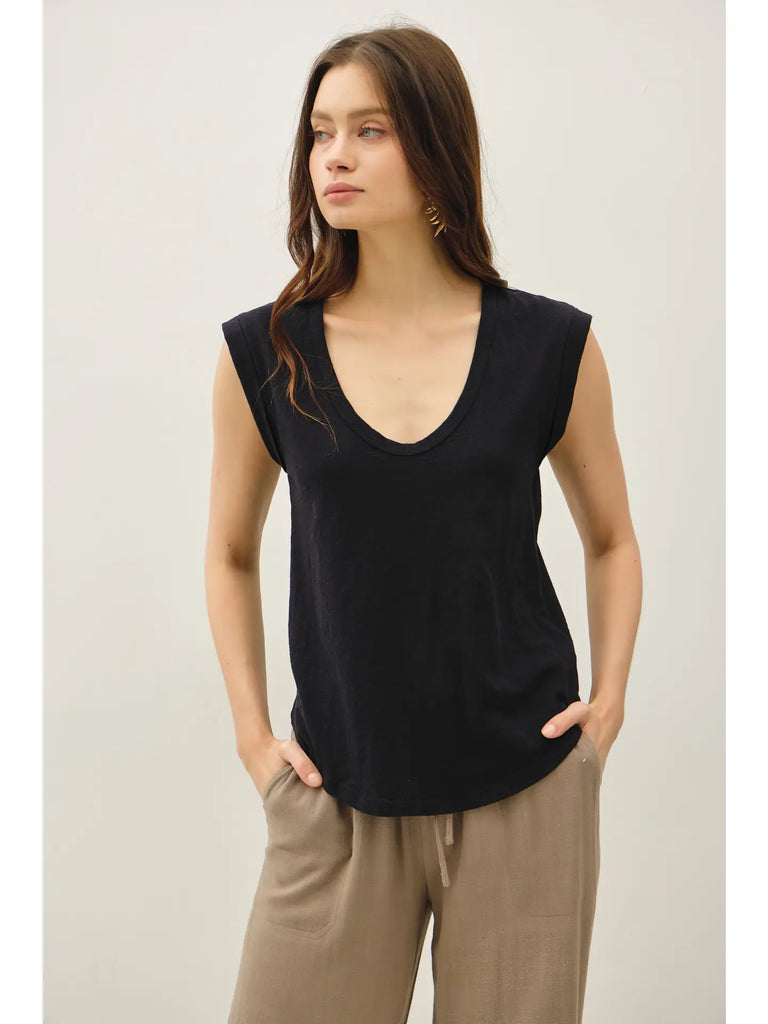 Cap Sleeve Garment Dyed Top