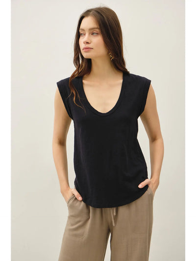 Cap Sleeve Garment Dyed Top