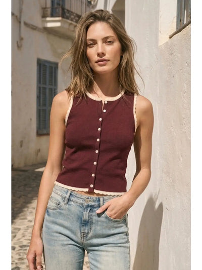Scallop Trim Knit Top