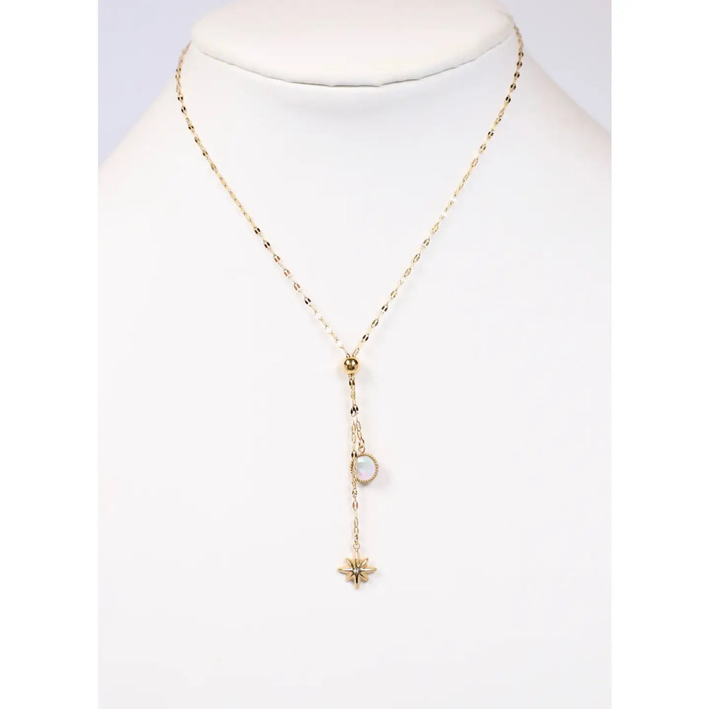Borden Drop Charm Necklace Gold
