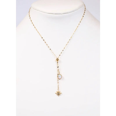 Borden Drop Charm Necklace Gold