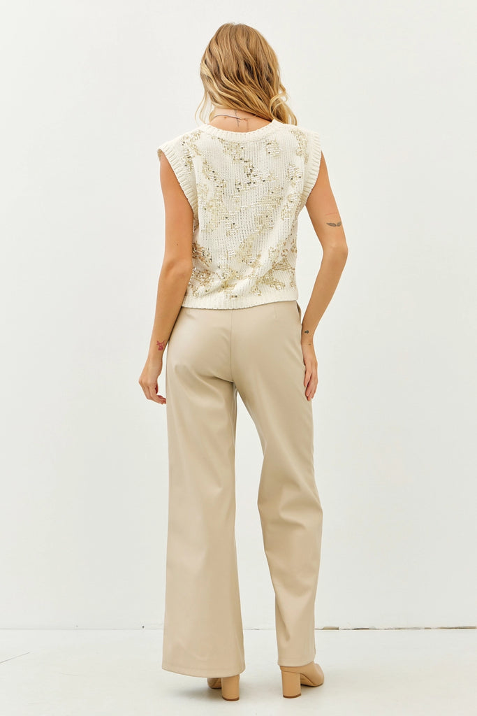 Chenille Sweater Vest with Sequin