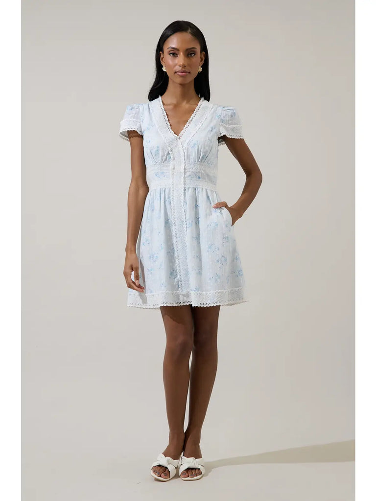 Karen Floral Lace Mini Dress