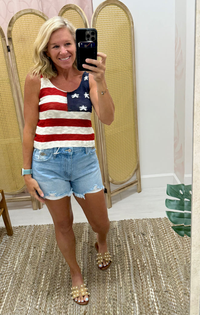 American Flag Sweater Tank