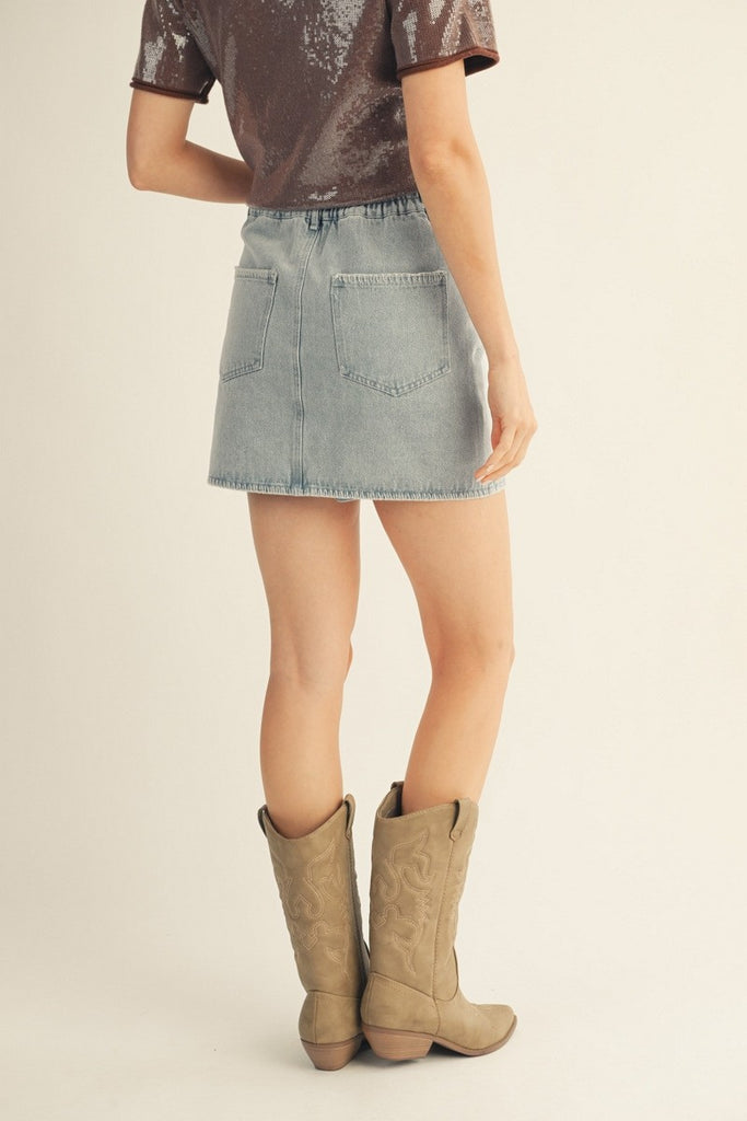Casual Washed Denim Skirt