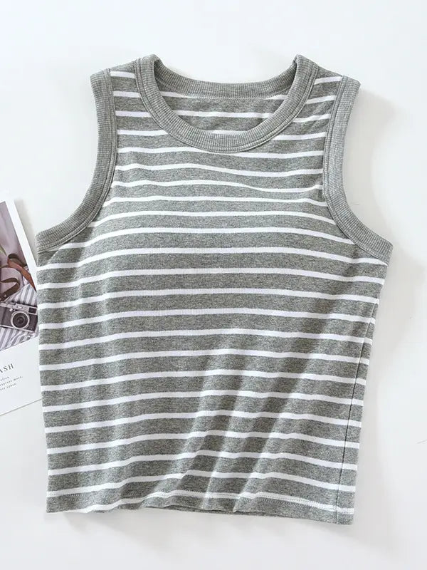 Stripe Tank Top with Built-In Bra