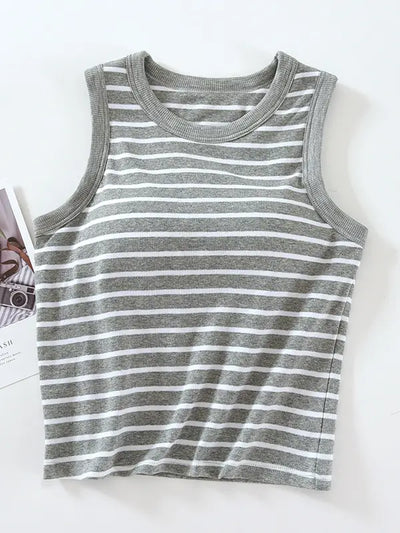 Stripe Tank Top with Built-In Bra