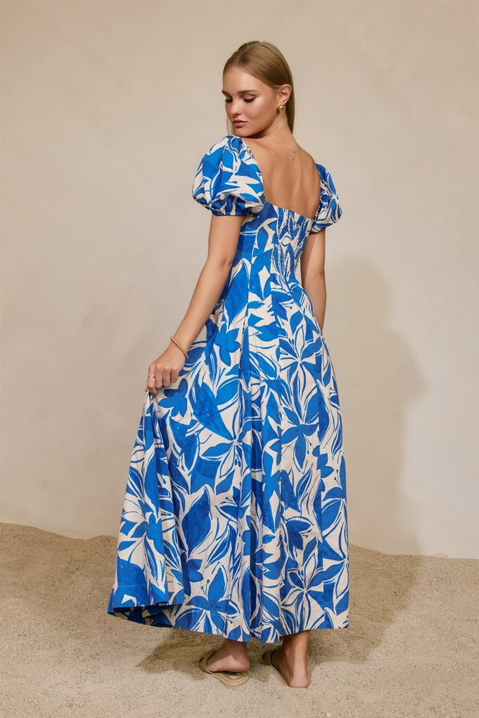 Mykonos Puff Sleeves Paneled Maxi Dress