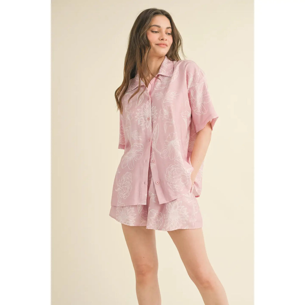 Violet Floral Short Set