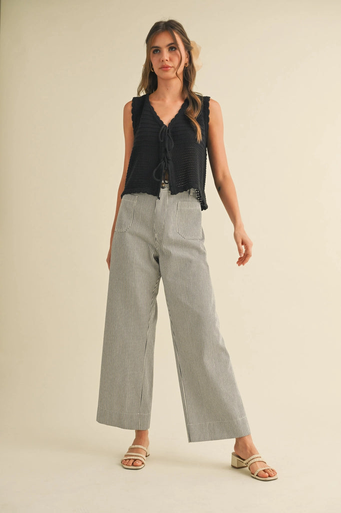 Striped High Waist Wide Leg Pants