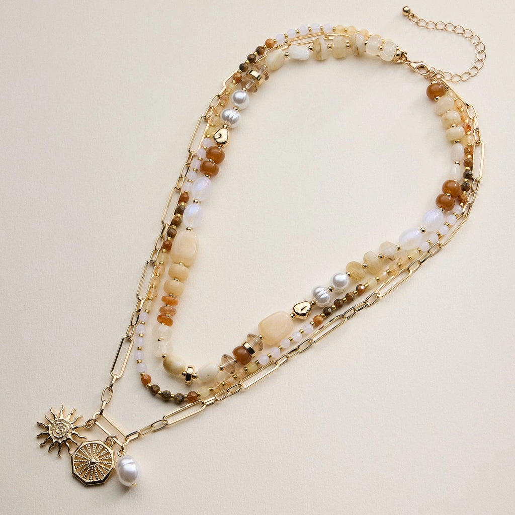 Layered Beaded and Chain Necklace