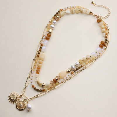 Layered Beaded and Chain Necklace