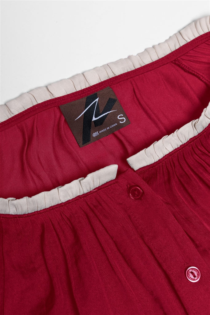 Abstract Applique Popover Blouse