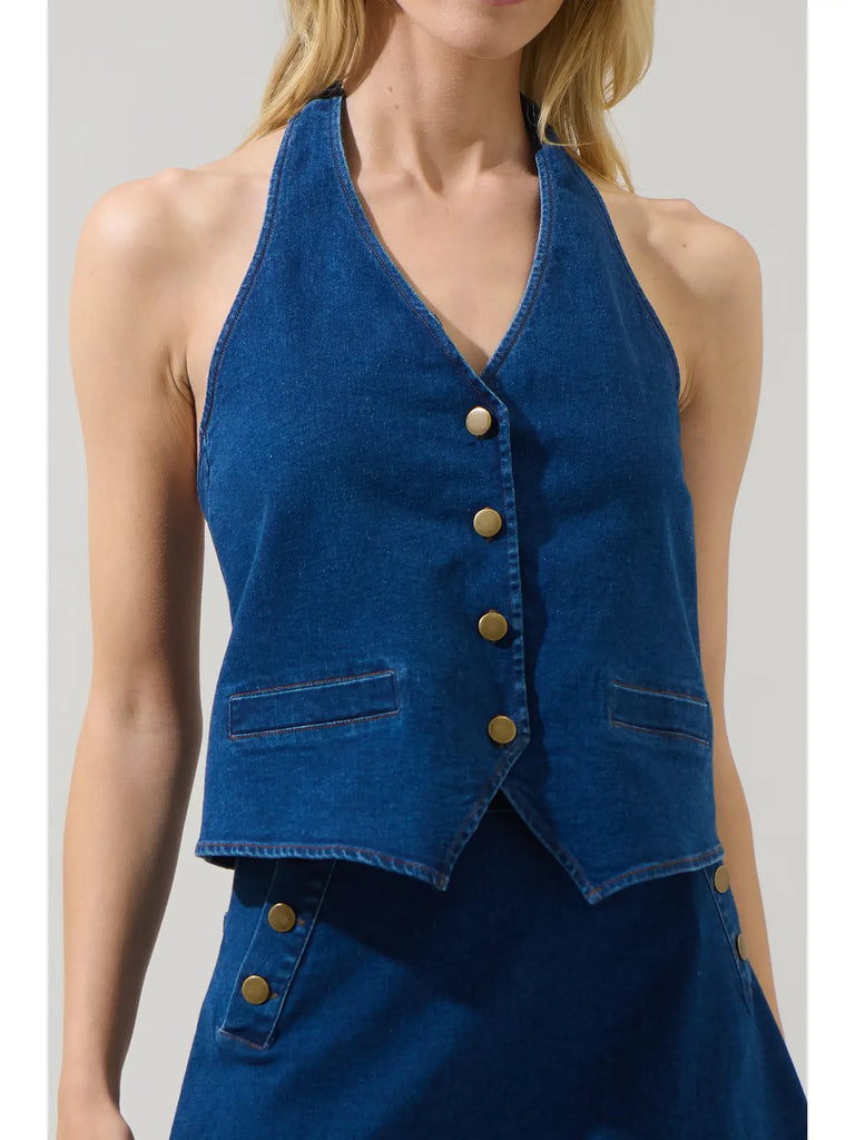 Lavinia Denim Halter Neck Top