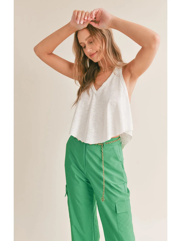 Sleeping in V Neck Crop Tank