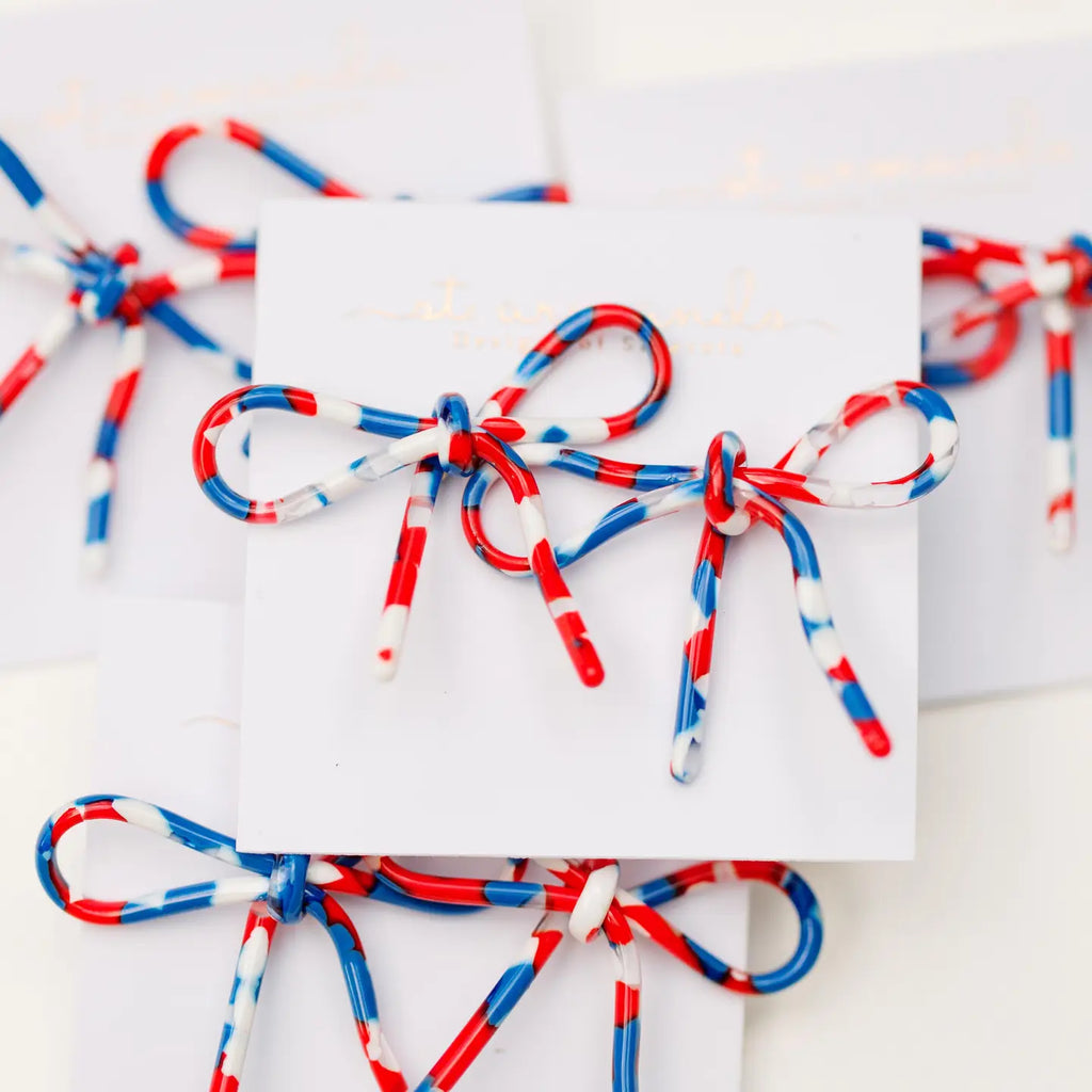 Patriotic Statement Stud Bow Earrings
