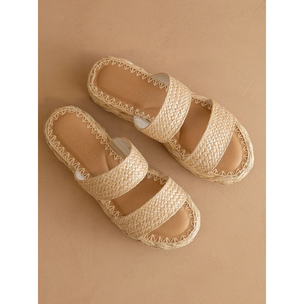The Marley Natural Double Strap Platform Slid