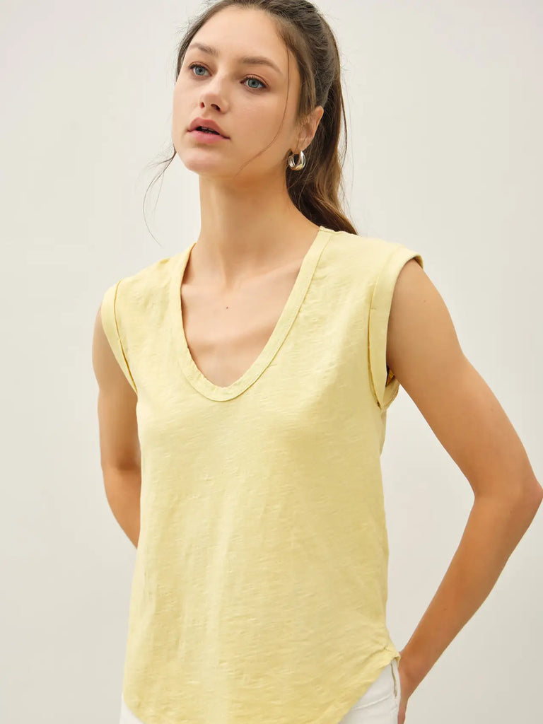 Cap Sleeve Garment Dyed Top