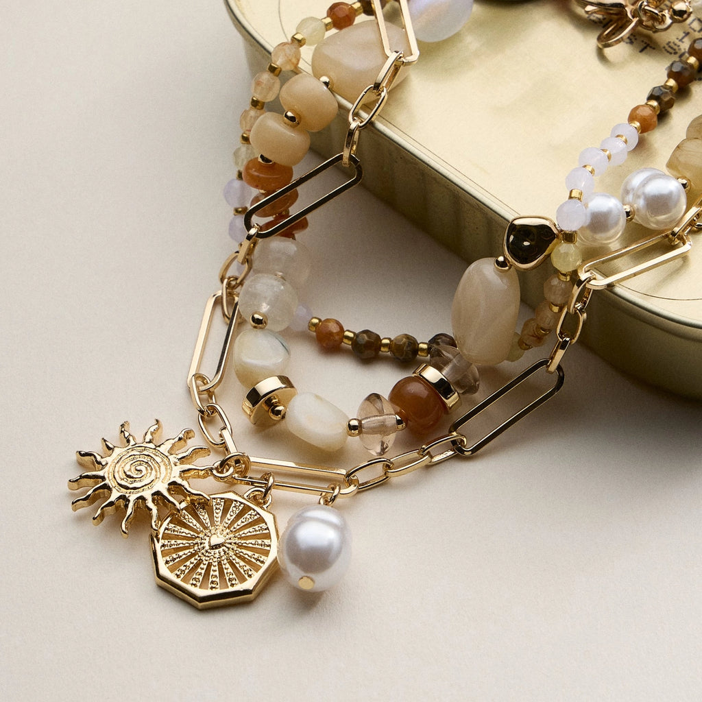 Layered Beaded and Chain Necklace