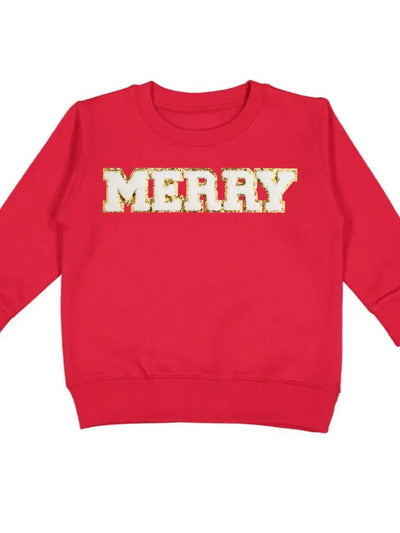 Merry Patch Christmas Sweatshirt - Kids Holiday Sweatshirt