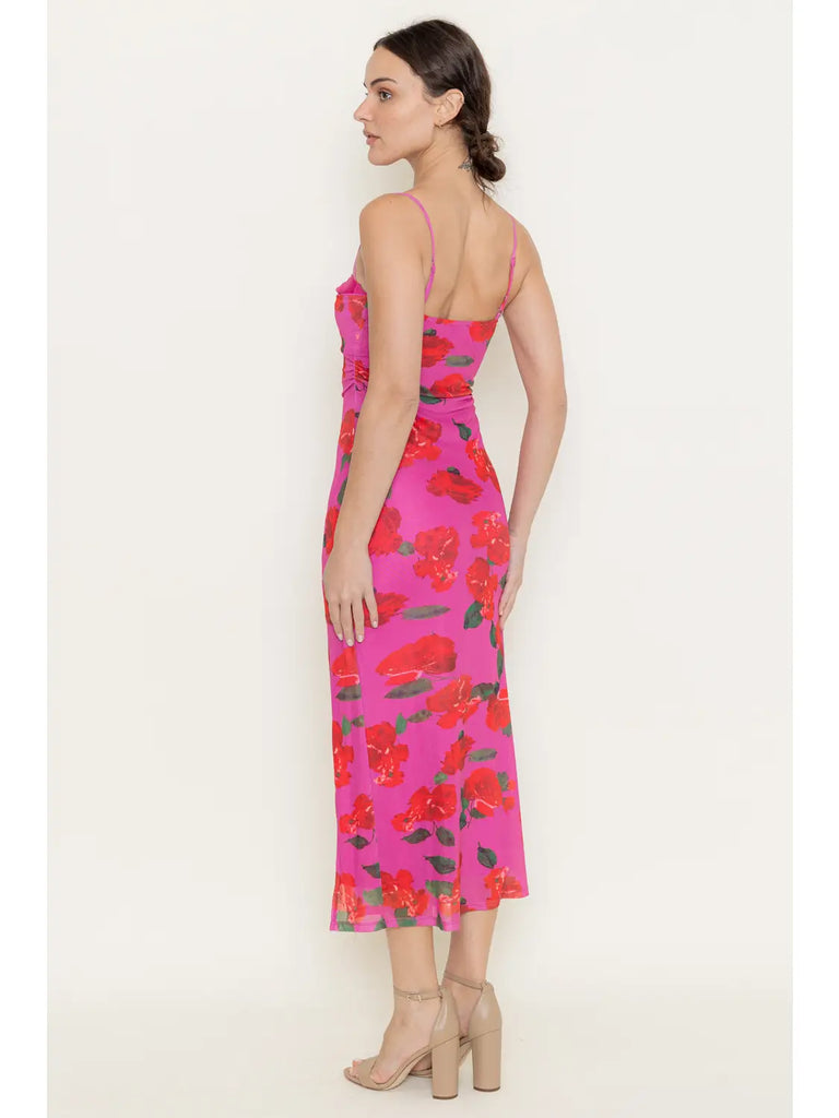 Vibrant Floral Print Midi Dress