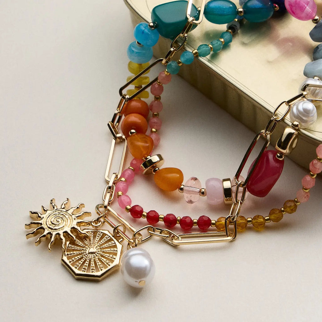 Layered Beaded and Chain Necklace