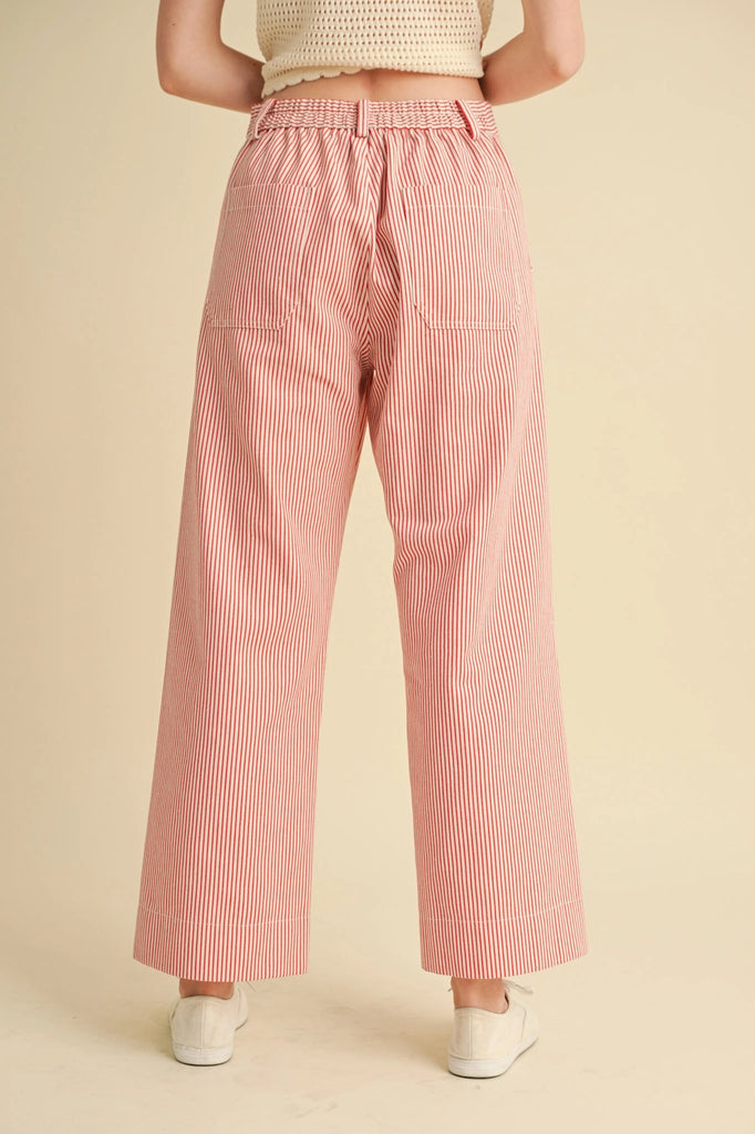 Striped High Waist Wide Leg Pants