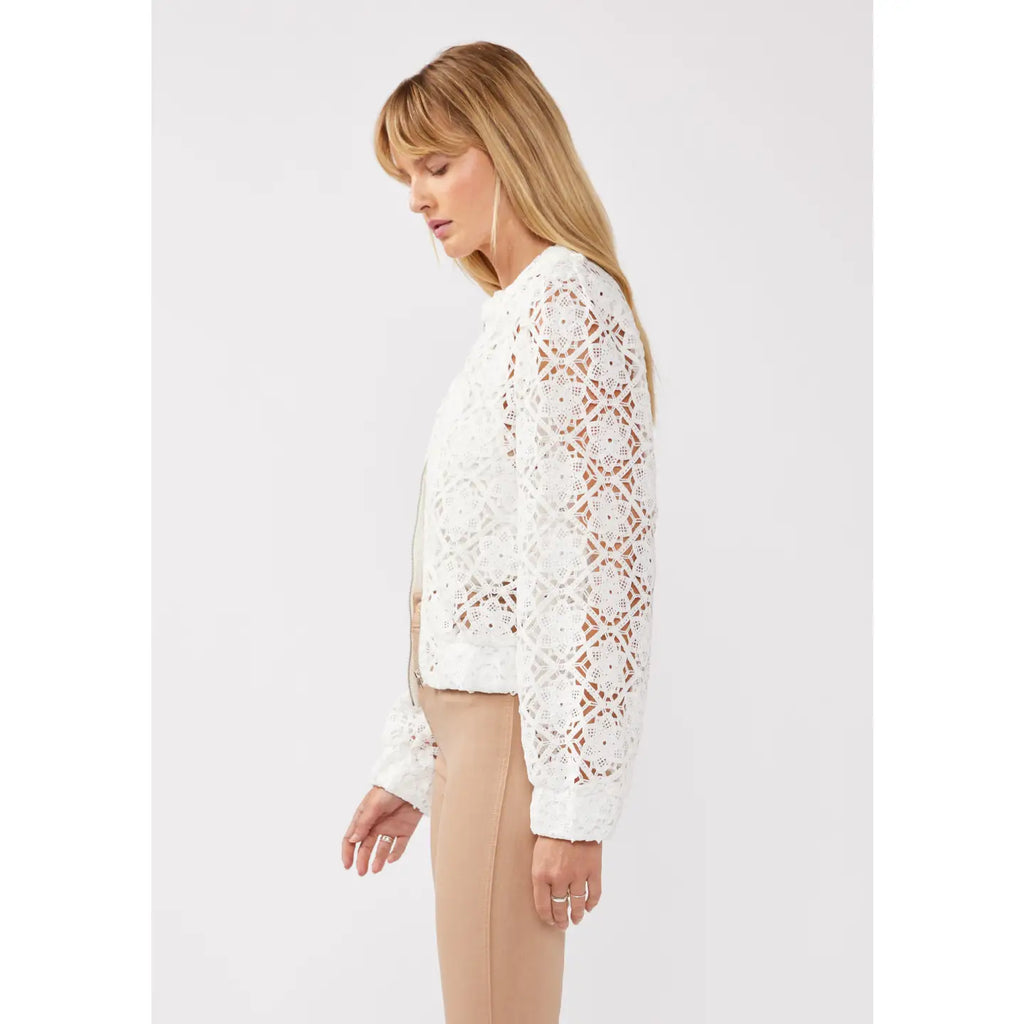 Floral Crochet Lace Bomber Jacket