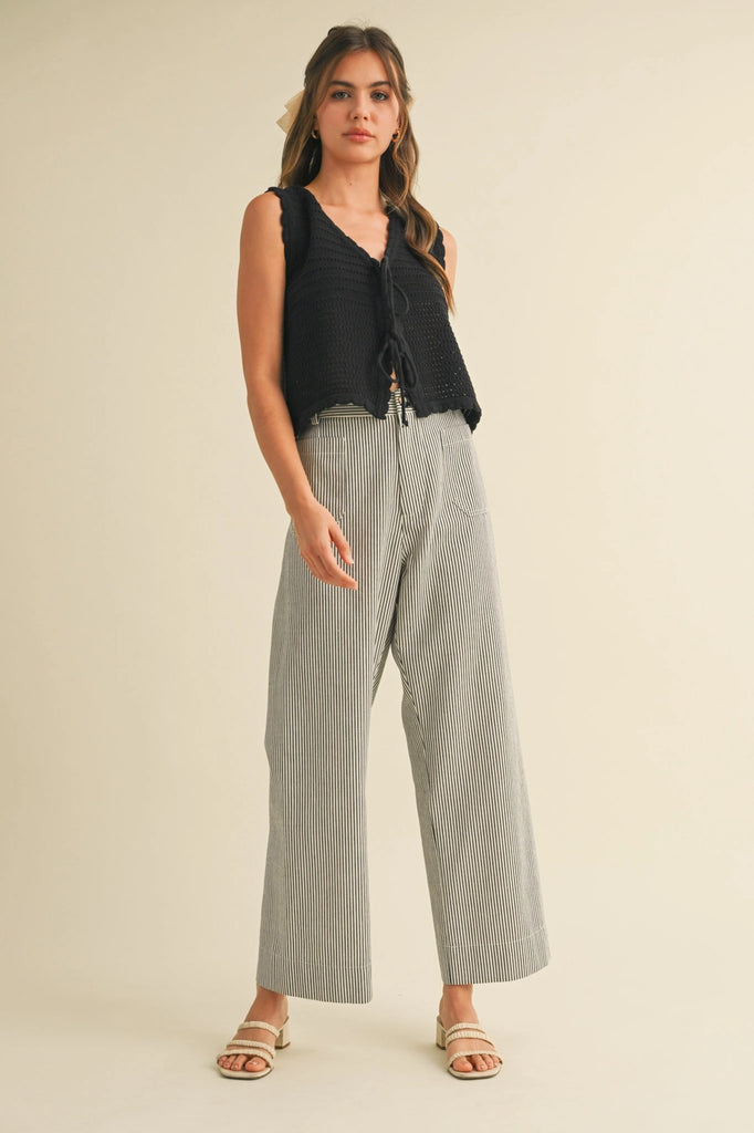 Striped High Waist Wide Leg Pants