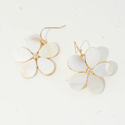 Floral Pearl Shell Dangling Earrings