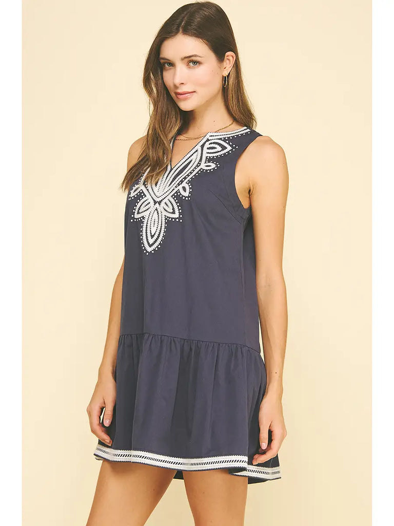 Danielle Embroidered Mini Dress