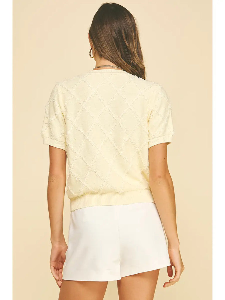 Textured Diamond Pattern Knit Cardigan