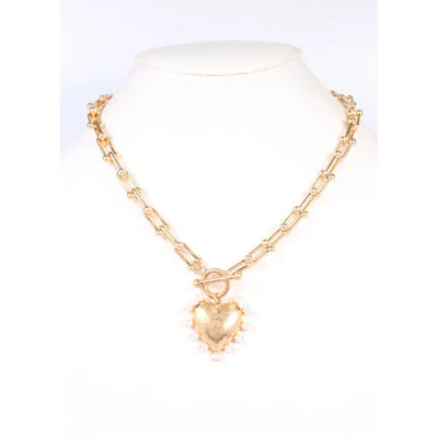 Shapiro Pearl Heart Necklace Gold