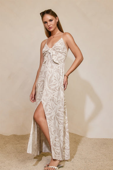 Driftwood Dreams Knot Front Maxi Dress