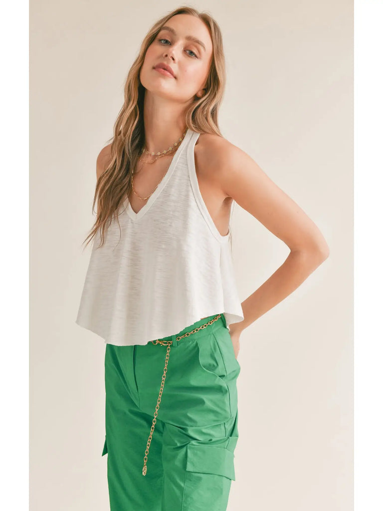 Sleeping in V Neck Crop Tank