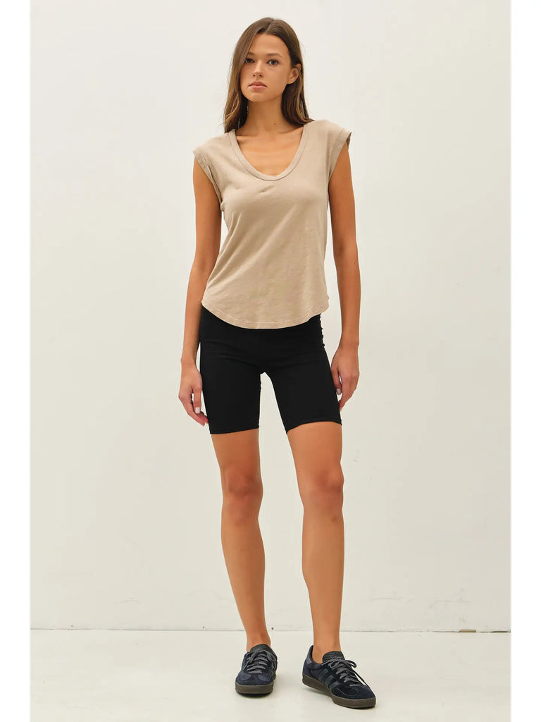Cap Sleeve Garment Dyed Top