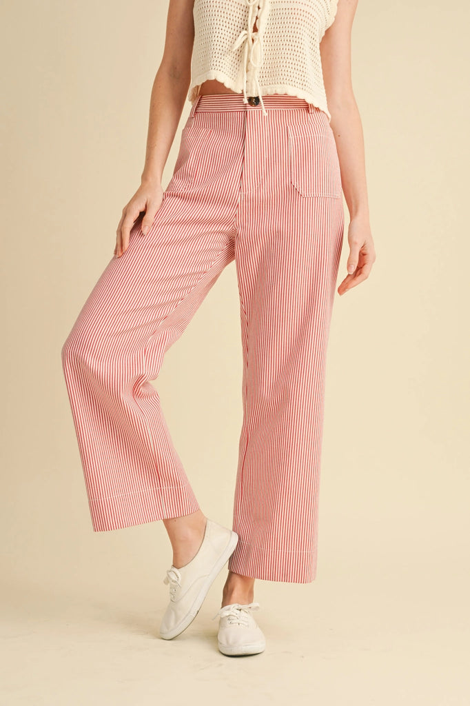Striped High Waist Wide Leg Pants