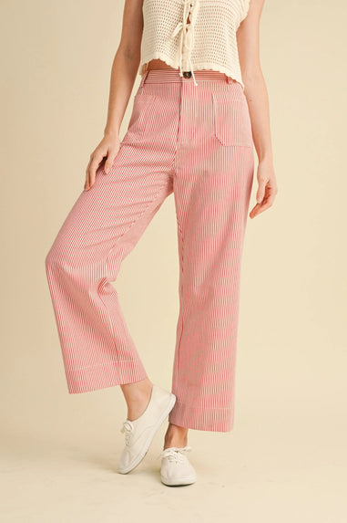 Striped High Waist Wide Leg Pants