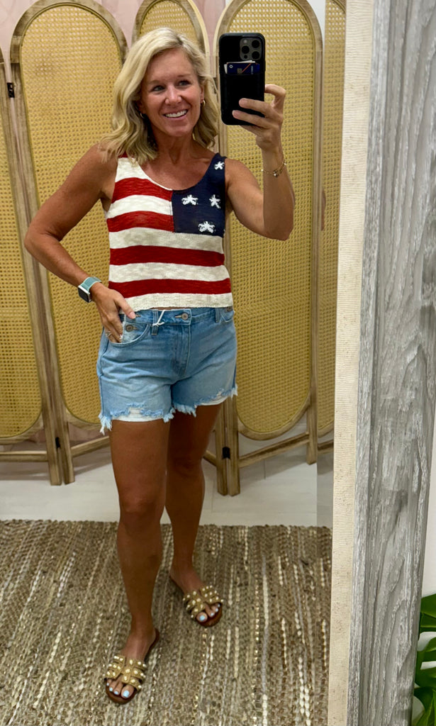 American Flag Sweater Tank